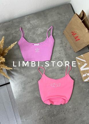 🌷топ на тонких бретелях з лого зі страз від adidas