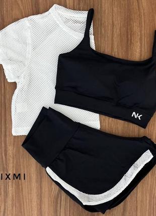 Спортивный костюм для спорта шортами костюм тройка2 фото