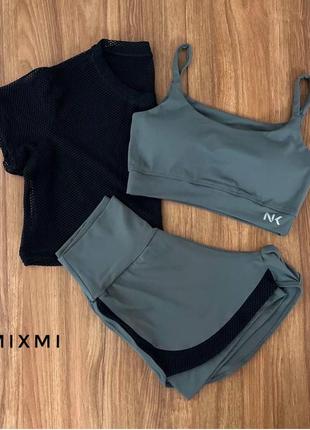 Спортивный костюм для спорта шортами костюм тройка4 фото