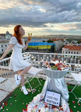 Платье белое в горошек papaya