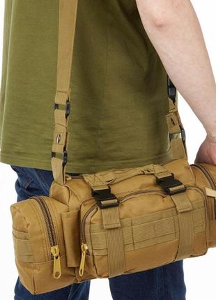 Сумка - подсумок тактическая поясная tactical военная, сумка нагрудная с ремнем на плечо 5 литров кордура9 фото