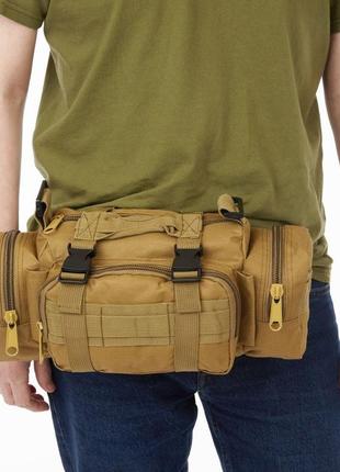 Сумка - подсумок тактическая поясная tactical военная, сумка нагрудная с ремнем на плечо 5 литров кордура10 фото