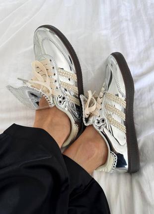 Кеды женские в стиле adidas samba x lazy bonner silver premium