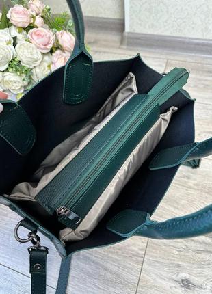 Женская стильная и качественная сумка из эко кожи зеленая4 фото