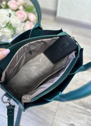 Жіноча стильна та якісна сумка з еко шкіри зелена5 фото