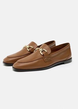Кожаные лоферы, туфли zara
