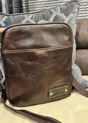 Сумка чоловіча коричнева шкіряна virginia conti італійська сумка чоловіча