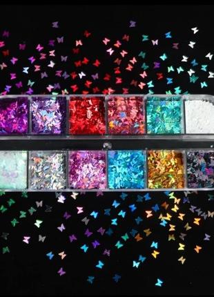 Декор для ногтей бабочки 12 штук 2712000098656