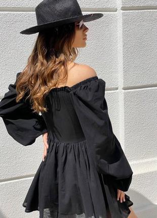 Бавовняне мініплаття з рукавом 2