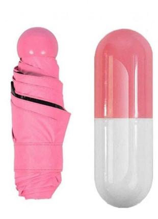 Компактный зонтик в капсуле-футляре розовый, маленький зонт в капсуле. цвет: розовый2 фото