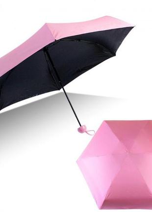 Компактный зонтик в капсуле-футляре розовый, маленький зонт в капсуле. цвет: розовый6 фото