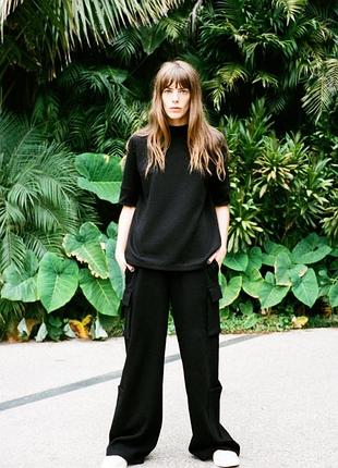 Футболка хлопковая черная оверсайз zara
