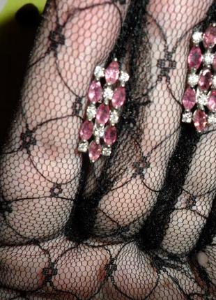 Изящные серебряные серьги с натуральным розовым турмалином рубелитом, серебро 925 пробы, натуральный камень, тайланд1 фото
