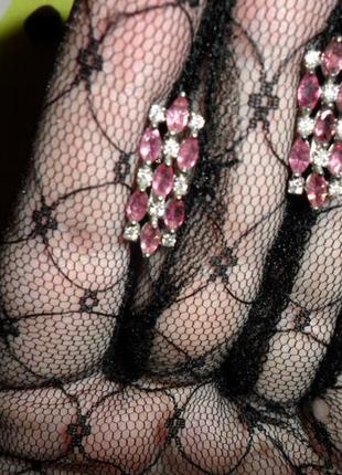 Изящные серебряные серьги с натуральным розовым турмалином рубелитом, серебро 925 пробы, натуральный камень, турмалин, рубилет, тайланд