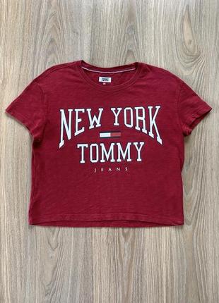 Жіноча бавовняна футболка з принтом tommy jeans