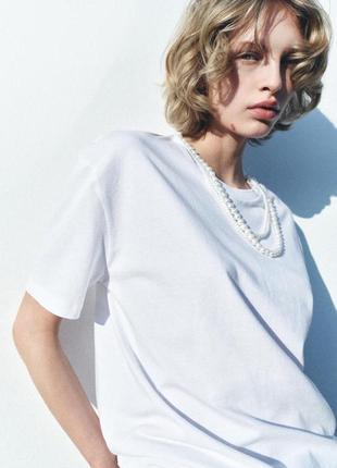 Футболках перлинами  біла zara