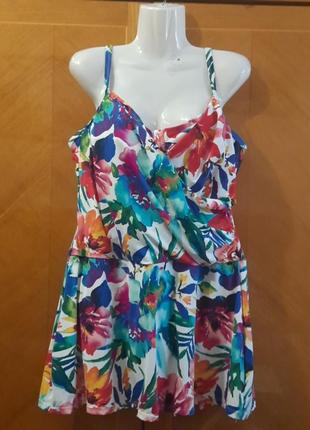 Яркий сладостный красивый купальник / купальное платье в цветах р. 16 от it figures, косточки, поролон
