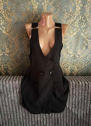 Черный сарафан на бретельках р.s/m платье