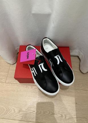 Жіночі чорні шкіряні сліпони кеди hugo boss 39 -40 оригінал