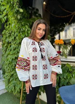❤️ невероятная вышиванная женская рубашка белая белый вышитый вышиванка