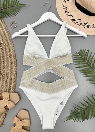Новый неопреновый белый купальник river island