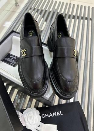 Лоферы люкс качества в стиле chanel, кожа, полный комплект