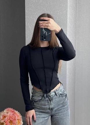 Топ корсетный / топ с корсетом / однотонный топик / на длинный рукав / есть обмен / женский топ микродайвинг / топ нежный корсетом