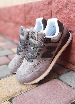 Женские кроссовки new balance 574  бежеві з коричневим 382 фото