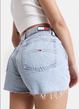 Джинсовые шорты голубые на высокой посадке tommy hilfiger jeans
