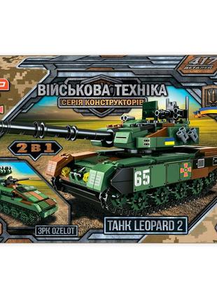 Конструктор 2 в 1 військова техніка teko , 417 дет, танк leopard 2 та зрк ozelot
