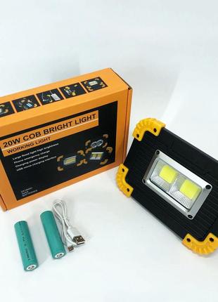Прожектор светодиодный фонарь l812-20w-2cob 1w power bank, светодиодные переносные прожекторы9 фото