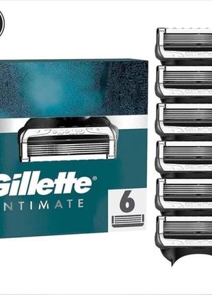 Змінні картриджі для гоління (леза касети) gillette intimate 6 шт. для інтимних зон