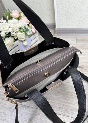 Женская стильная и качественная сумка из эко кожи капучино7 фото