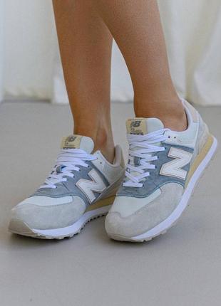 Женские кроссовки в стиле new balance 574159 беленс / демисезонные / весенние, летние, осенние / замша, текстиль / серые, розовые, белые, черные