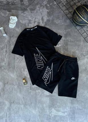 Мужской спортивный комплект nike на лето в черном цвете premium качества, стильный и удобный комплект на каждый день