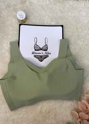 Бюстгальтер безшовний з пуш ап  women's nika топ  без кісточок хакі3 фото