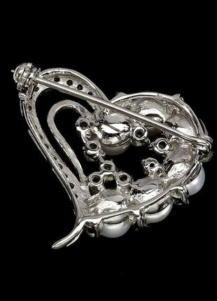 Брошь серебро 925 натуральный жемчуг перидот жемчуг