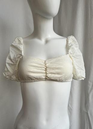 Легкий молочный топ divided h&amp;m с приспущенными плечами тонкая ткань lolita kawaii