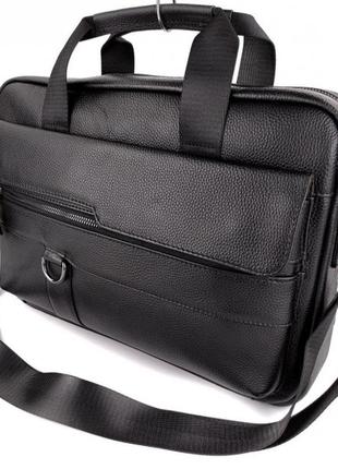 Кожаная черная мужская сумка-портфель для документов мк398487 фото