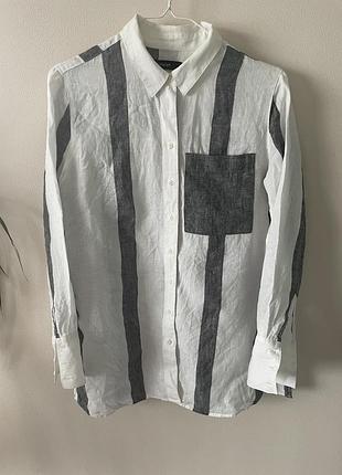 Льняная рубашка в полоску