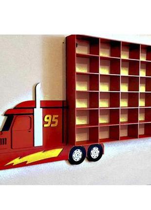 Гараж для машинок маквін полиця hot wheels на 60 комірок