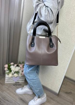 Женская стильная и качественная сумка из эко кожи темная пудра10 фото