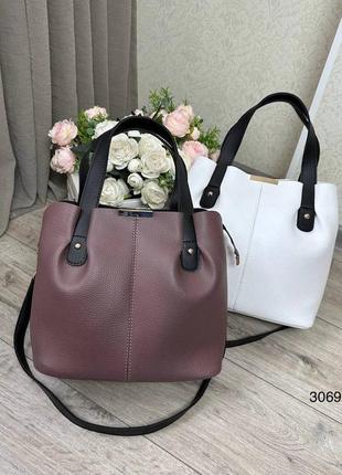Женская стильная и качественная сумка из эко кожи темная пудра7 фото