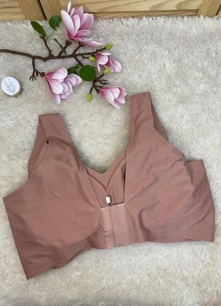 Бра безшовний великий розмір без кісточок батал комфорт пудровий з пуш ап бюстгальтер