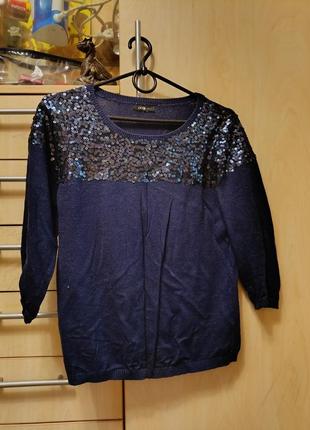 Свитер с пайетками известной фирмы oodji, 38 размер