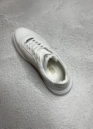 Мужские базовые кеды кроссовки белые с логотипом armani натуральная кожа кожа кожаные,...