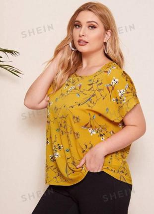 Новая цветочная блузка большого размера от shein, одежда большого размера, батал.