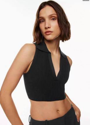 Кроп топ топ топ в рубчик трикотажный топ поло