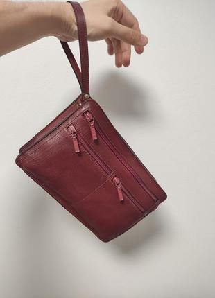 Piquadro винтажная бордовая борсетка косметичка сумка мужская кожаная7 фото