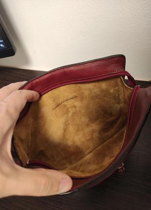 Piquadro винтажная бордовая борсетка косметичка сумка мужская кожаная9 фото